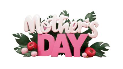 Happy Mother's day isolated on transparent background, Generative ai.