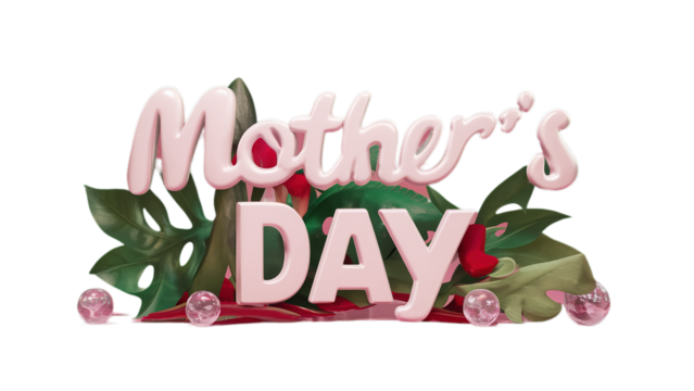 Happy Mother's day isolated on transparent background, Generative ai.