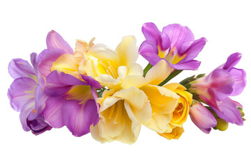 Freesia, isolated on solid white background, PNG di-cut style, realistic photo style, object as model