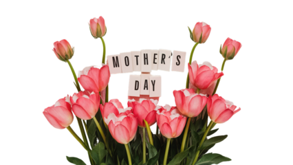 Happy Mother's day isolated on transparent background, Generative ai.