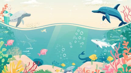 Fototapeta premium Ocean , amazing underwater world, 3 D illustration , Generative AI