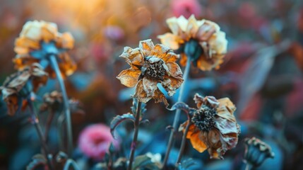 Flowers that are dried with a blurred background in a natural setting