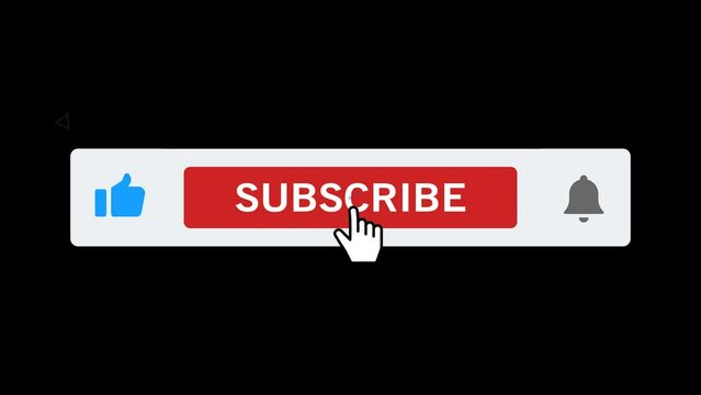 Subscribe, Reminder and Like Button Animation, drag and drop. looping video, Alpha channel, transparent background. 4K resolution