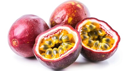 Fresh passion fruit isolated on a white background . Generative Ai