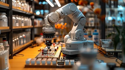 The robotâ€™s advanced vision system allows it to detect and identify different products, enhancing its ability to assist in quality control and inventory management tasks. safety first for Industrial