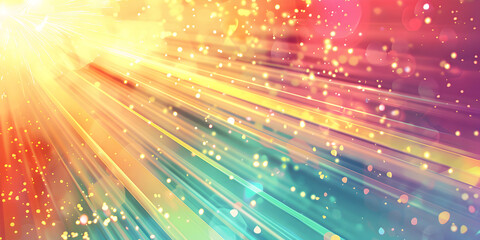 The rainbow light effect from sun flares is seen on a black background creating colorful glare Light Blue Red blurred shine abstract pattern 
Radiant celebration of clarity.