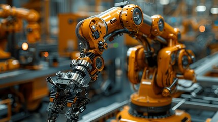 In an oil plant, the robot is seen operating heavy machinery, its advanced hydraulics and motors allowing it to handle physically demanding tasks safely and efficiently. AI Technology and Industrial