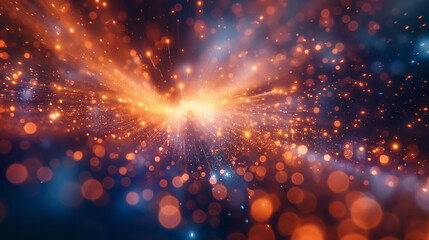 Fototapeta premium Orange and Blue Colored Defocused Fiber Optic Full Frame Shot.