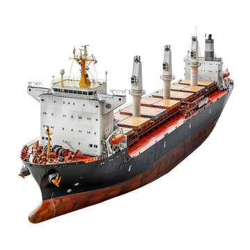 isolated white background of cargo ship