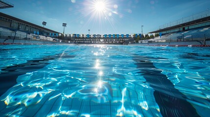 The Olympic-sized Pool Glistened under the Bright Sun Inviting Crystal-Clear Waters
