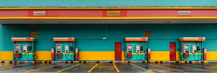 backdrop of a gas station