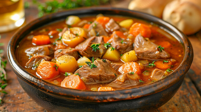 Navarin d'Agneau lamb stew with spring vegetables, comforting and flavorful.
