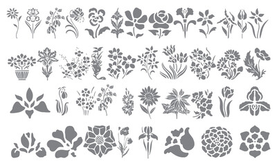 Flower and bushes icon mega bundle