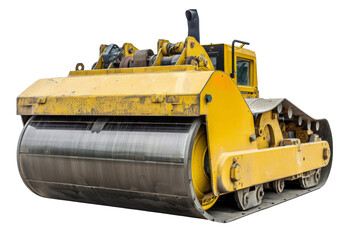 Road roller, isolated white background, PNG di-cut style, realistic photo style, object as model