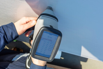 The inspector is material analysis (pmi and xrf). X-ray fluorescence  is the emission of characteristic X-rays from a material that has been excited by being bombarded.