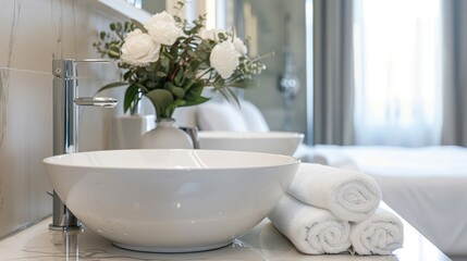 Washbasin and soap provided in the hotel s white bathroom