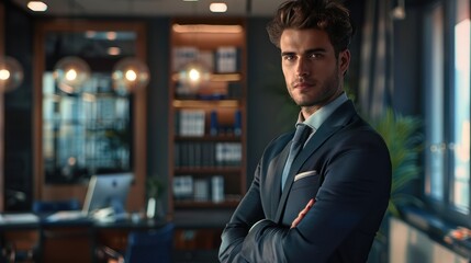 Fototapeta premium A young businessman with a good personality, good looks, a good person, and a professional.