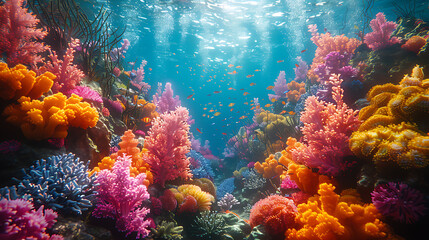 Colorful coral reef alive with marine diversity





