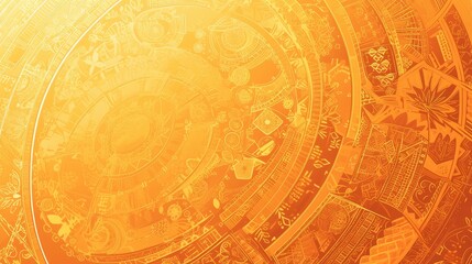 Obraz premium Illustration featuring intricate mandala patterns set against a vibrant orange backdrop