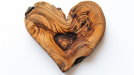 Wooden heart on a white background