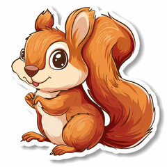 Fototapeta premium Cute squirrel on a White Canvas Sticker,vector image