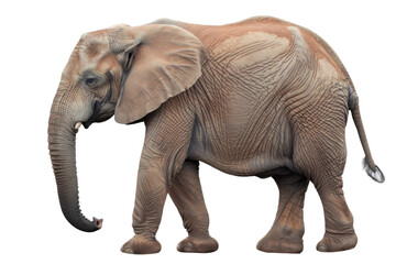 Obraz premium Elephant, isolated on solid white background, PNG di-cut style, realistic photo style, object as model