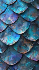 Obraz premium Digital artwork depicting a dragon-like entity with glossy, reflective scales in vibrant shades of blue and violet. Sleek, high-tech design