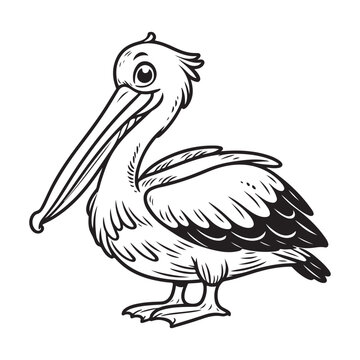 recommend clip art: line art of pelican cartoon vector
