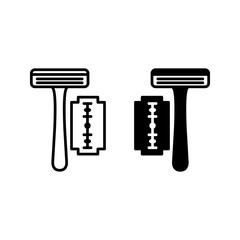 Razor Icon. barber shop sign color editable