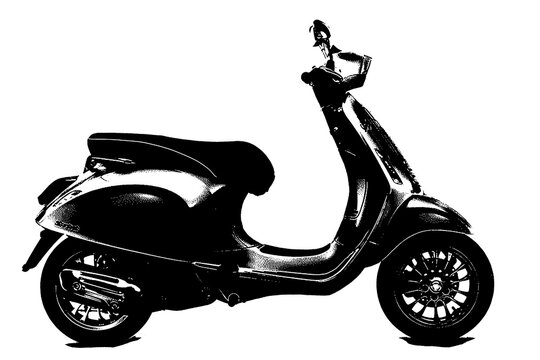 classic motorcycle silhouette custom scooter isolated on white transparent background