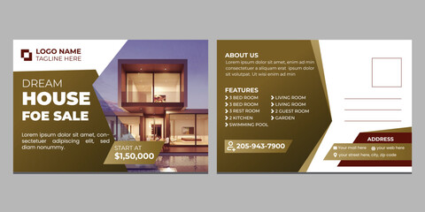 Dream House for sale postcard, eddm postcard, direct mail, House postcard, property postcard, Realtor Postcard, Real Estate Postcard design