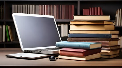 stack of books on laptop Generative Ai 