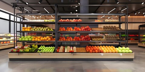 Convenient Supermarket Gondola Display. 
Organized Double-Sided Supermarket Shelving. 
Efficient Retail Gondola Stand