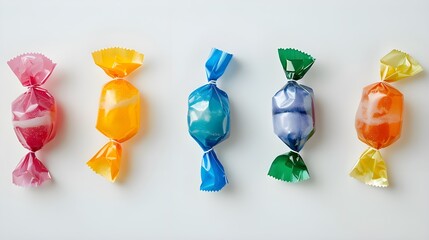 Isolated Candy Wrappers. Colorful Candy Wrappers Collection. 
Assorted Sweet Wrappers Set. 
Candy Bar Packaging Background