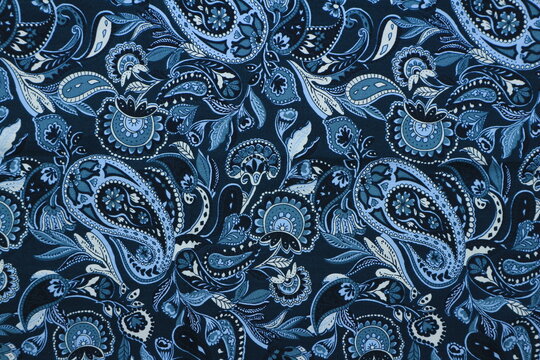 Fototapeta Navy paisley pattern fabric background