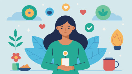 A workshop participant shares her own experiences with holistic health encouraging others to try new practices and incorporate them into their daily lives.. Vector illustration