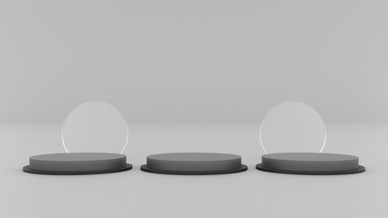 platform on gray background. 3d render illustration