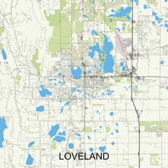 Obraz premium Loveland, Colorado, USA map poster art