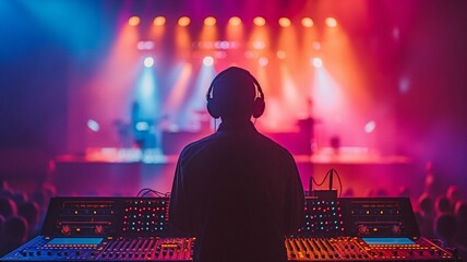 The coordinated silhouette of the lighting, sound system, and worker control.