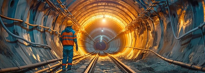 At the working shaft, technicians oversee the construction of underground tunnels for maintenance.