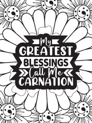 Motivational Quotes Flower Coloring Page Beautiful black and white illustration for adult coloring book