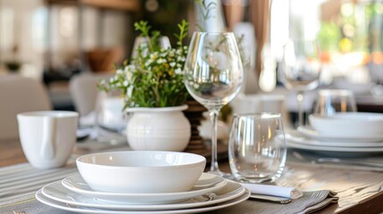 Table set with dishes
