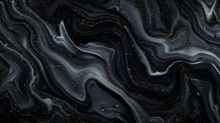 Obraz premium black fluid art marbling paint textured background
