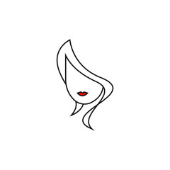 Line head women sketch illustration suitable for hair salon logo or beauty shop logo symbol template 