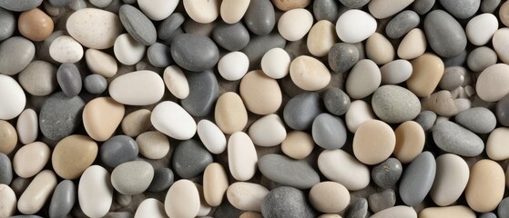 aesthetically pleasing arrangement of smooth, multicolored pebbles.