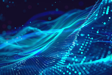 Digital communication depicted through a dynamic neon cerulean futuristic networking vector.