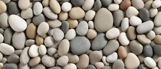 aesthetically pleasing arrangement of smooth, multicolored pebbles.