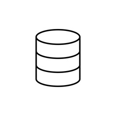 database icon is black in a simple line style suitable for symbols and more