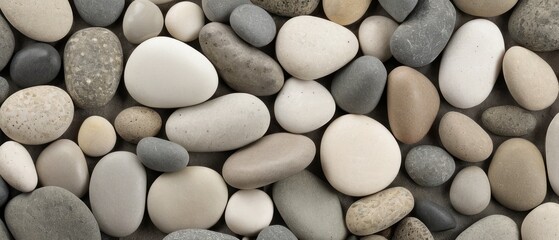 aesthetically pleasing arrangement of smooth, multicolored pebbles.