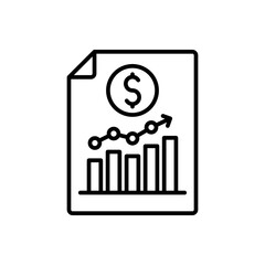 report icon is black in a simple line style suitable for symbols and more